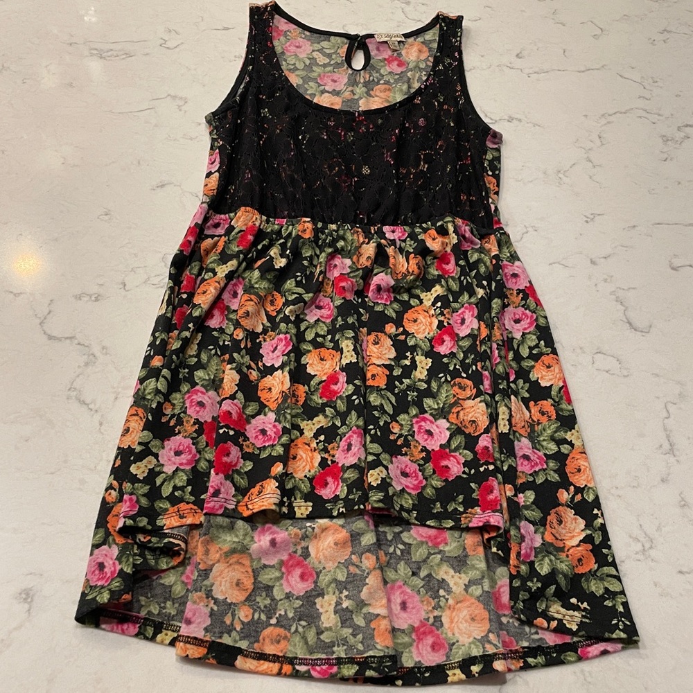 Floral lace tunic tank
